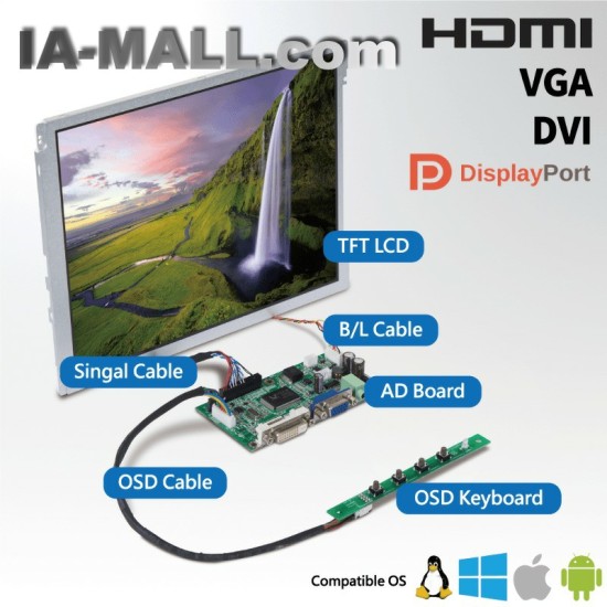 BOE 12.1 Inch 1024x768 XGA TFT LCD Panel IPS Display PV121X0M-N10 500nits and LVDS 20 Pin