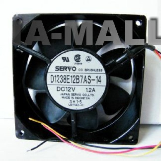 SERVO D1238E12B7AS-14 DC12V 1.2A three-wire metal frame fan