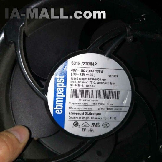 ebmpapst 6318/2TDH4P 48V DC 2.81A 135W cooling fan