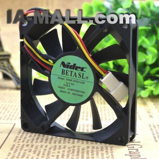 NIDEC D08R-12TS103B 80*80*15 12V 0.09A 8CM 3 wire ultra quiet cooling fan