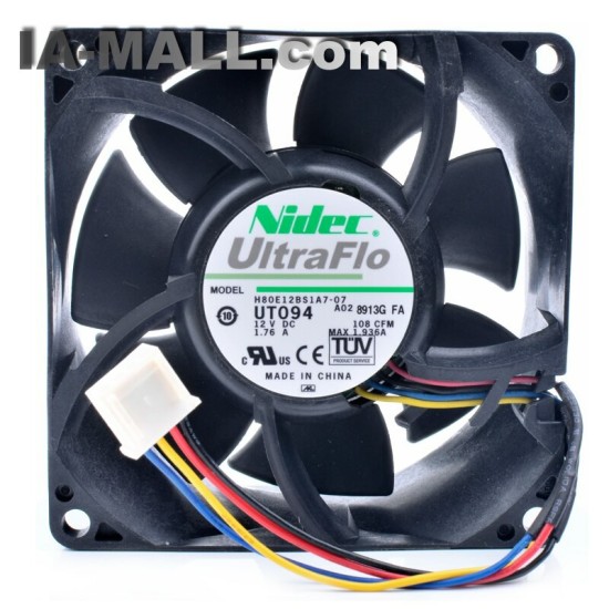 Nidec H80E12BS1A7-07 DC12V 1.76A server large air volume cooling fan