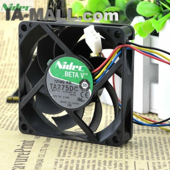 Nidec TA275DC C35598-35 GFOX 7cm 12V 0.48A four-wire pwm axial fan