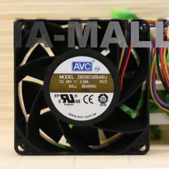 AVC 2B08038B48U DC48V 0.58A 8cm 4-line PWM dual ball cooling fan