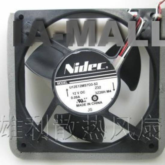 NIDEC U12E12MS7D3-52 12V 0.09A 12CM refrigerator cooling fan