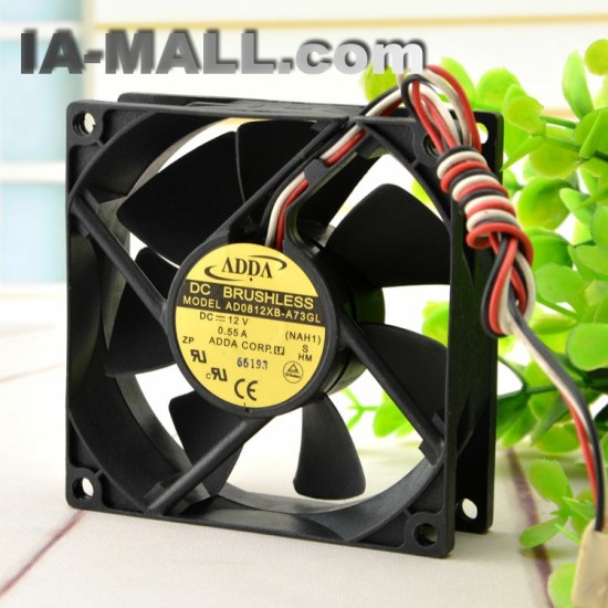 ADDA AD0812XB-A73GL 12V 0.55A  8CM 3-wire Chassis Cooling Fan