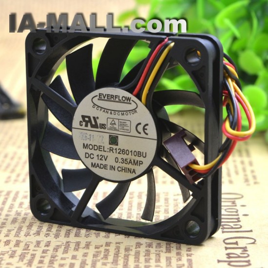 EVERFLOW R126010BU 60x60x10mm 12V 0.35A 3Pin Computer CPU Cooler Cooling Fan EVERFLOW R126010BU 60x60x10mm 12V 0.35A 3Pin Computer CPU Cooler Cooling Fan