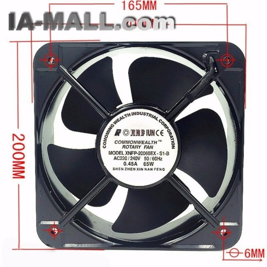 FP20060EX-S1-B 20CM  AC 220V Double Ball Bearing Case Industrial Axial Fan