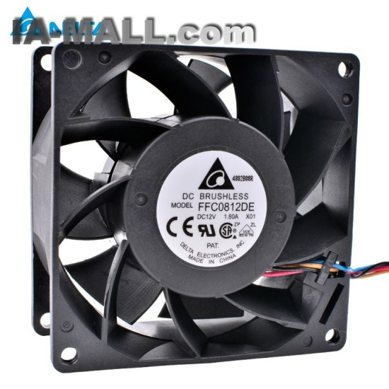 Delta FFC0812DE 12V 1.80A Dual ball 4-wire PWM flow cooling fan