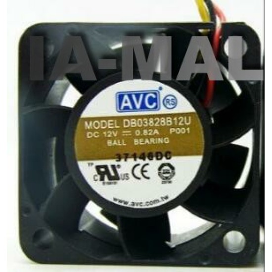 AVC DB03828B12U 12V 0.82A 3-wire server chassis cooling fan