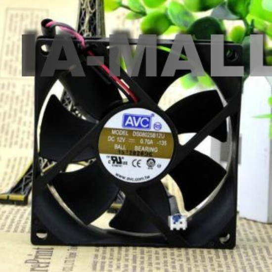 AVC DS08025B12U 8CM DC12V 0.70A  2-wire double ball cooling fan