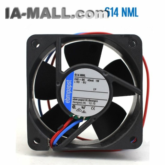 EbmPapst  614NML DC 24V 0.04A 1W  2-wire Square Cooling Fan