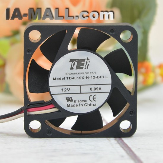 TEI TD4010X-H-12-BPLL  DC12V 0.09A 1.08W 6500RPM 3-Wires Cooling Fan