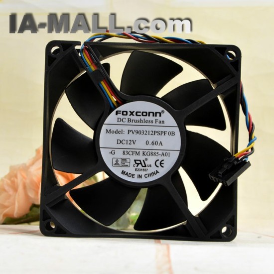 FOXCONN PV903212PSPF 0B DC12V 7.2W 0.6A 4-Wires Double Ball Bearing Axial Cooling Fan